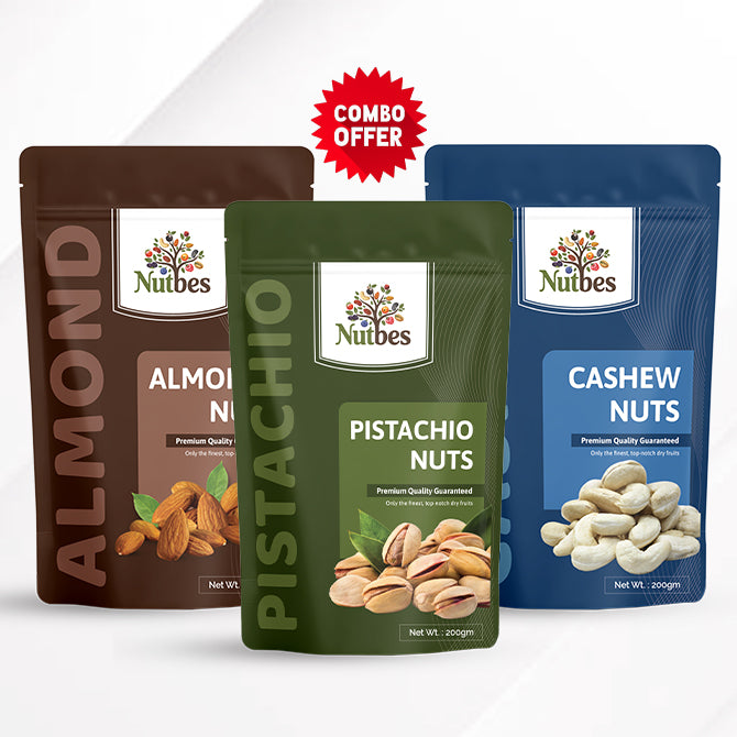Combo Pack of Cashews, Almonds & Pistachios (200g Each)